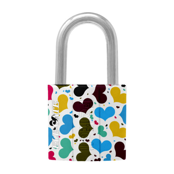 Candado de Hierro de 50mm Blanco con Estampado de Corazones - Image 3