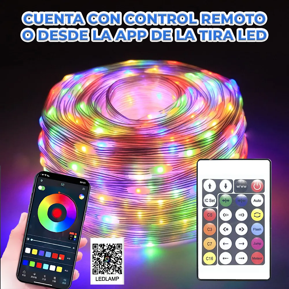 Cadena De Luces Led RGB 10 Metros incluye Control y Bluetooth - Imagen 2