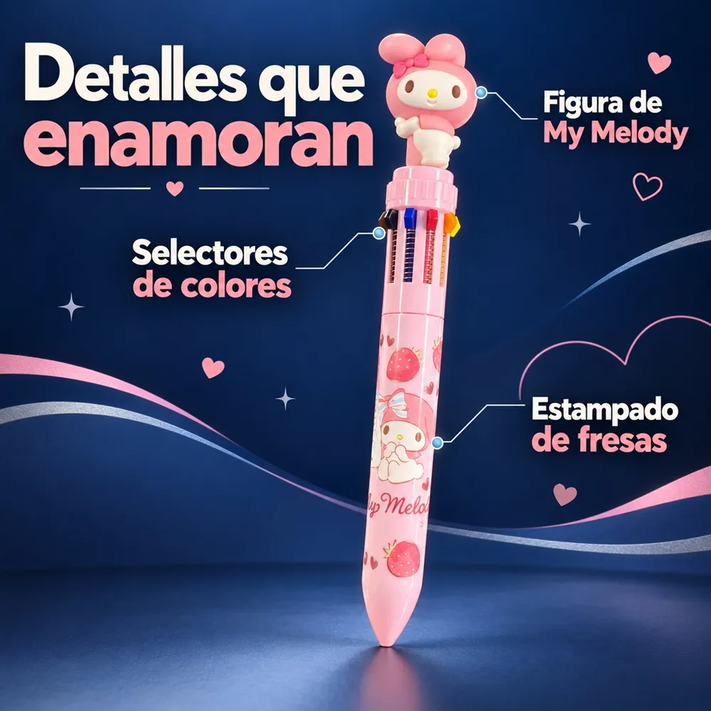 Bolígrafo Multicolor Rosa con Figura de My Melody - Imagen 3