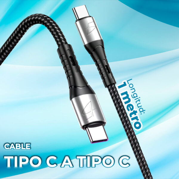 Cable Entrelazado de Cordón 1M Tipo C a Tipo C 66W - Image 4