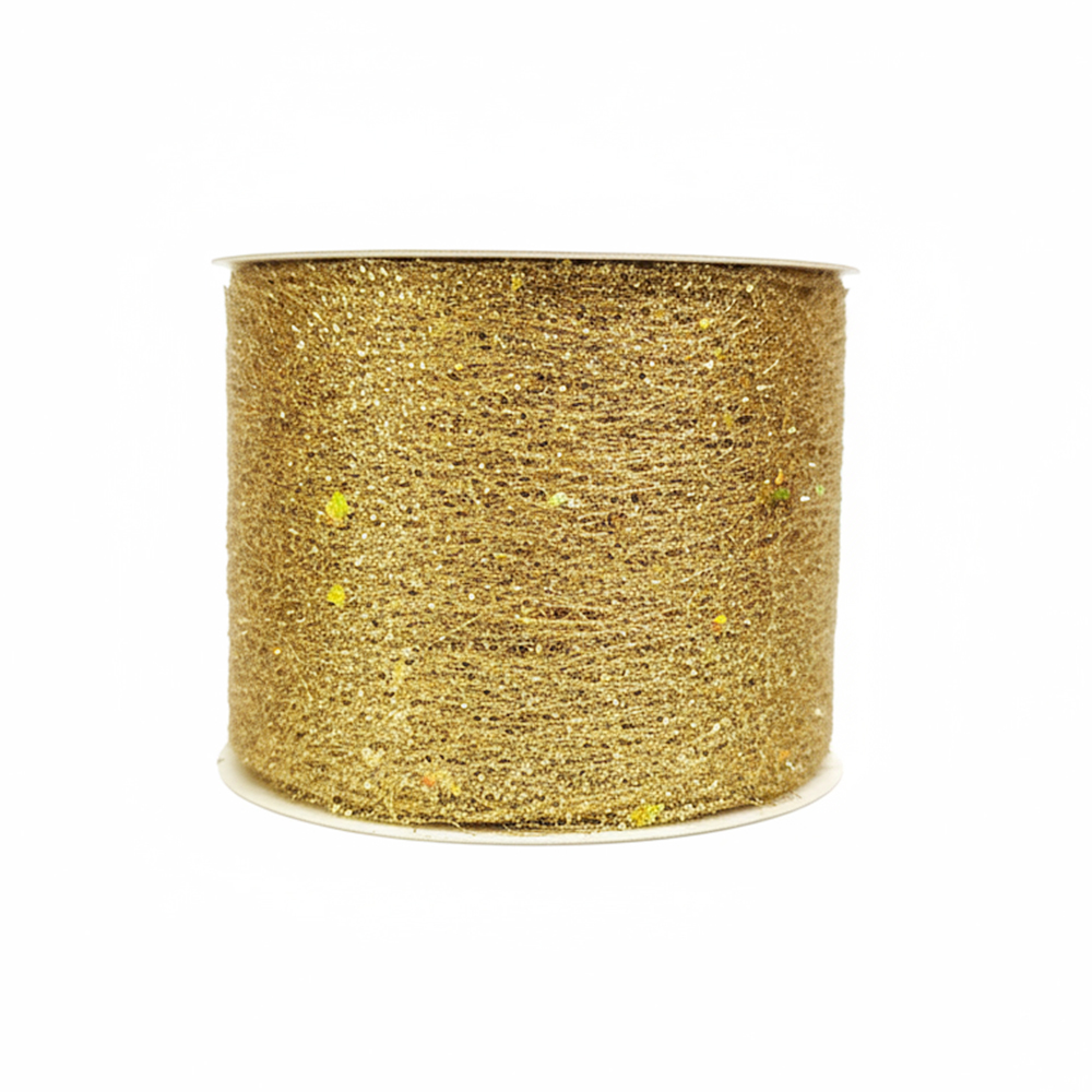 Listón Brilloso de Tela 10 Metros con Estrellas – Dorado, Plateado y Rojo - Image 2