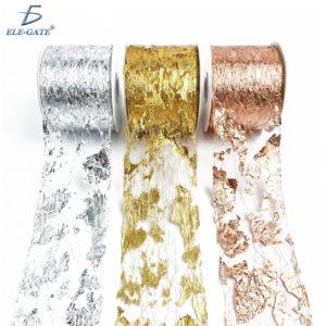 Listón Brilloso de Tela Acabado Metálico 2.7 Metros – Dorado, Plateado y Cobre