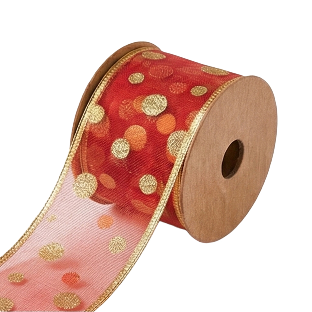 Listón Transparente de Tela Brilloso 10 Metros con Patrones Festivos – Rojo, Plateado, Verde y Dorado - Image 6