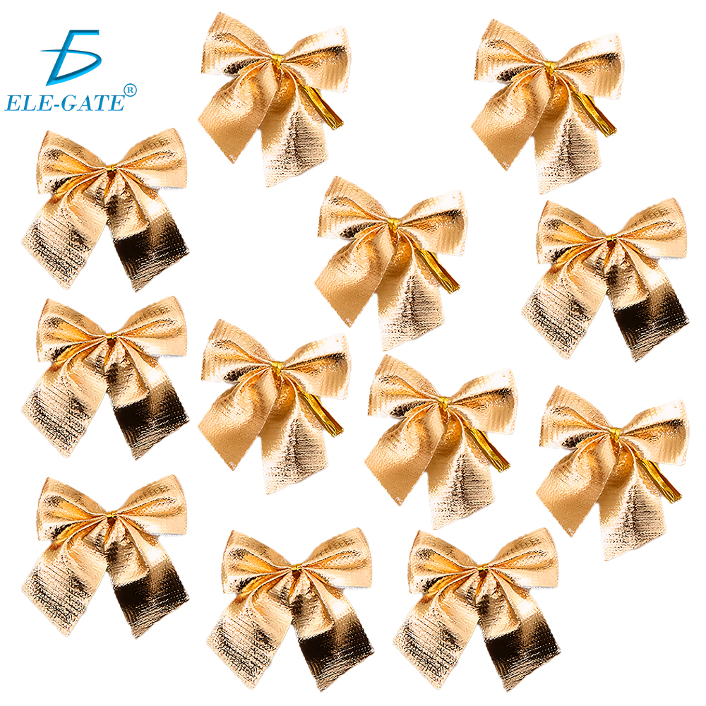 Paquete de 12 Moños de Navidad con Acabado Metálico – Rojo, Plata y Dorado - Image 2