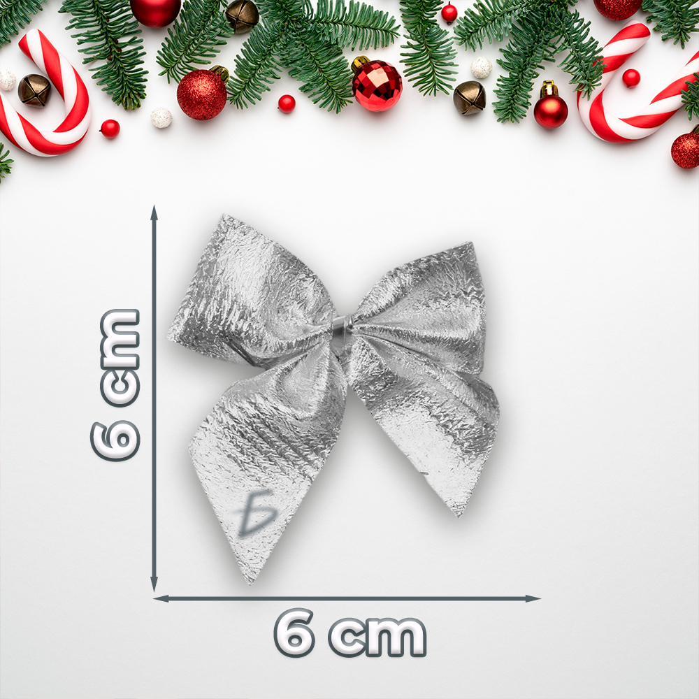 Paquete de 12 Moños de Navidad con Acabado Metálico – Rojo, Plata y Dorado - Image 5