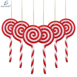 Paquete de 6 Adornos Navideños en Forma de Caramelo