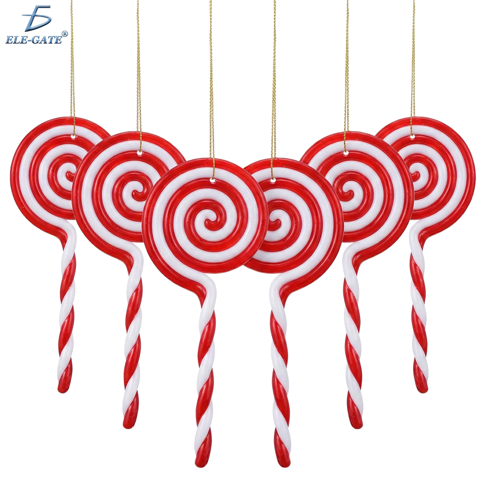 Paquete de 6 Adornos Navideños en Forma de Caramelo