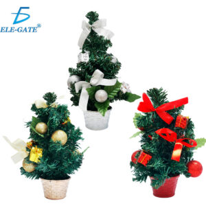 Mini Árbol de Navidad 30 cm con Maceta, Moños y Esferas Decorativas
