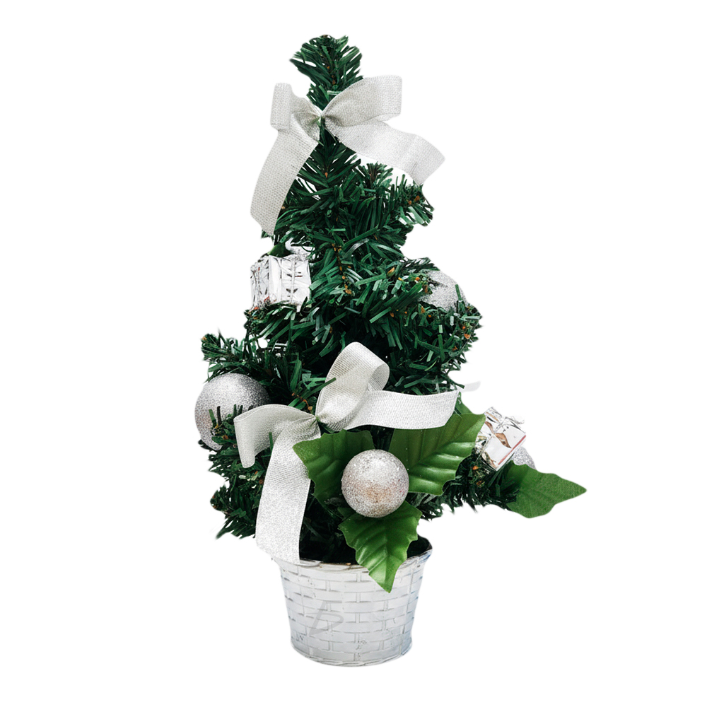 Mini Árbol de Navidad 30 cm con Maceta, Moños y Esferas Decorativas - Image 4