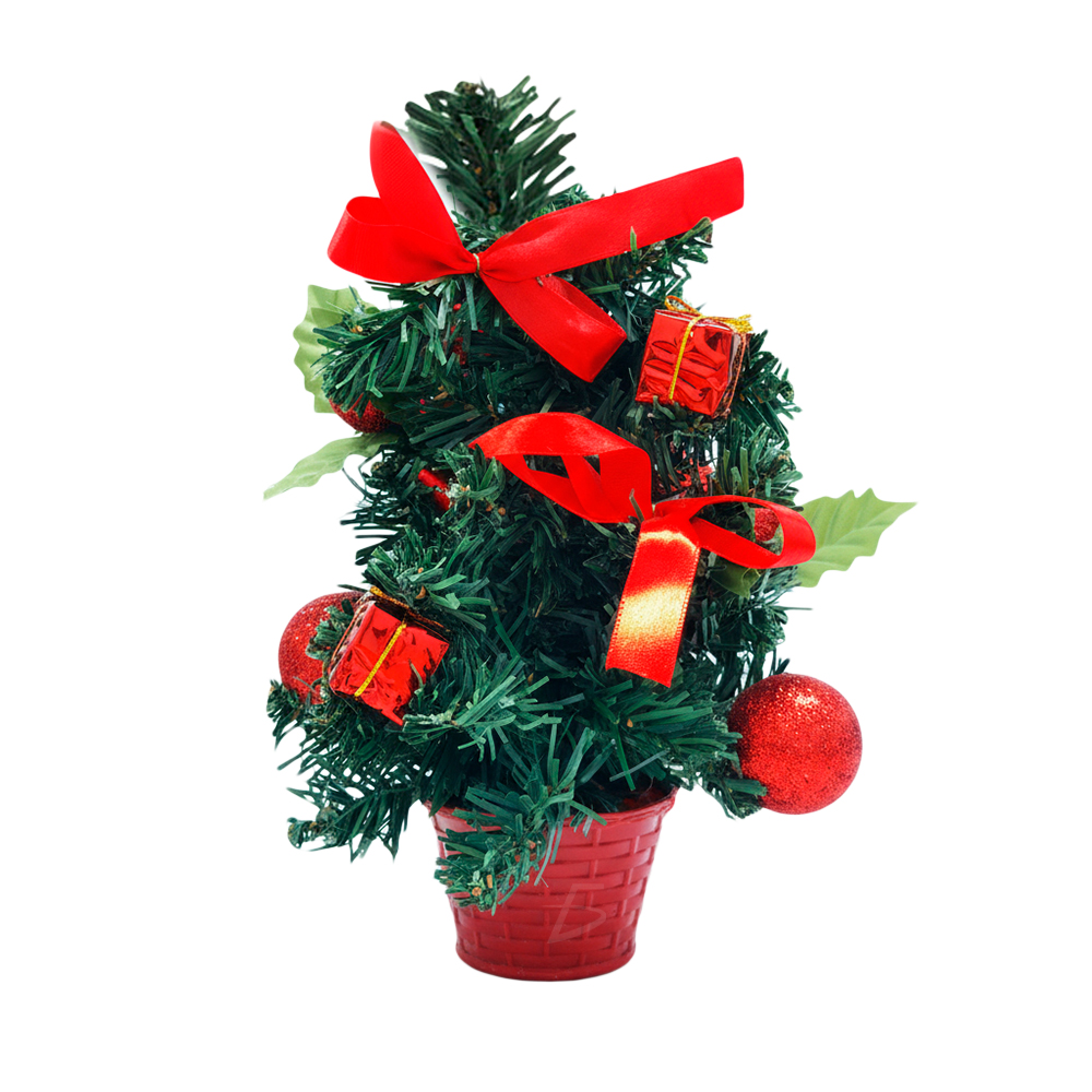 Mini Árbol de Navidad 30 cm con Maceta, Moños y Esferas Decorativas - Image 3