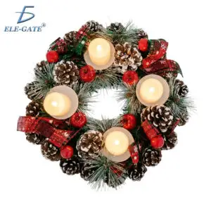 Corona de Adviento con Follaje Natural y 4 Velas LED Cálidas