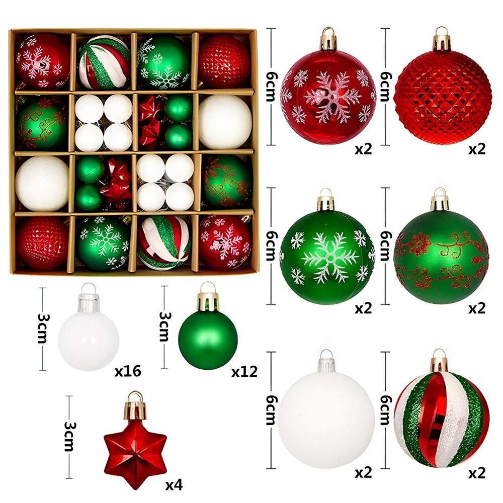 Set de 44 Esferas Navideñas Plásticas Tipo Cristal con Acabados Artesanales - Image 4