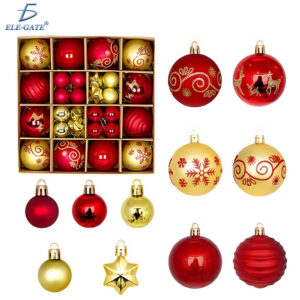 Set de 44 Esferas Navideñas Plásticas Tipo Cristal