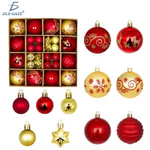 Set de 44 Esferas Navideñas Plásticas Tipo Cristal