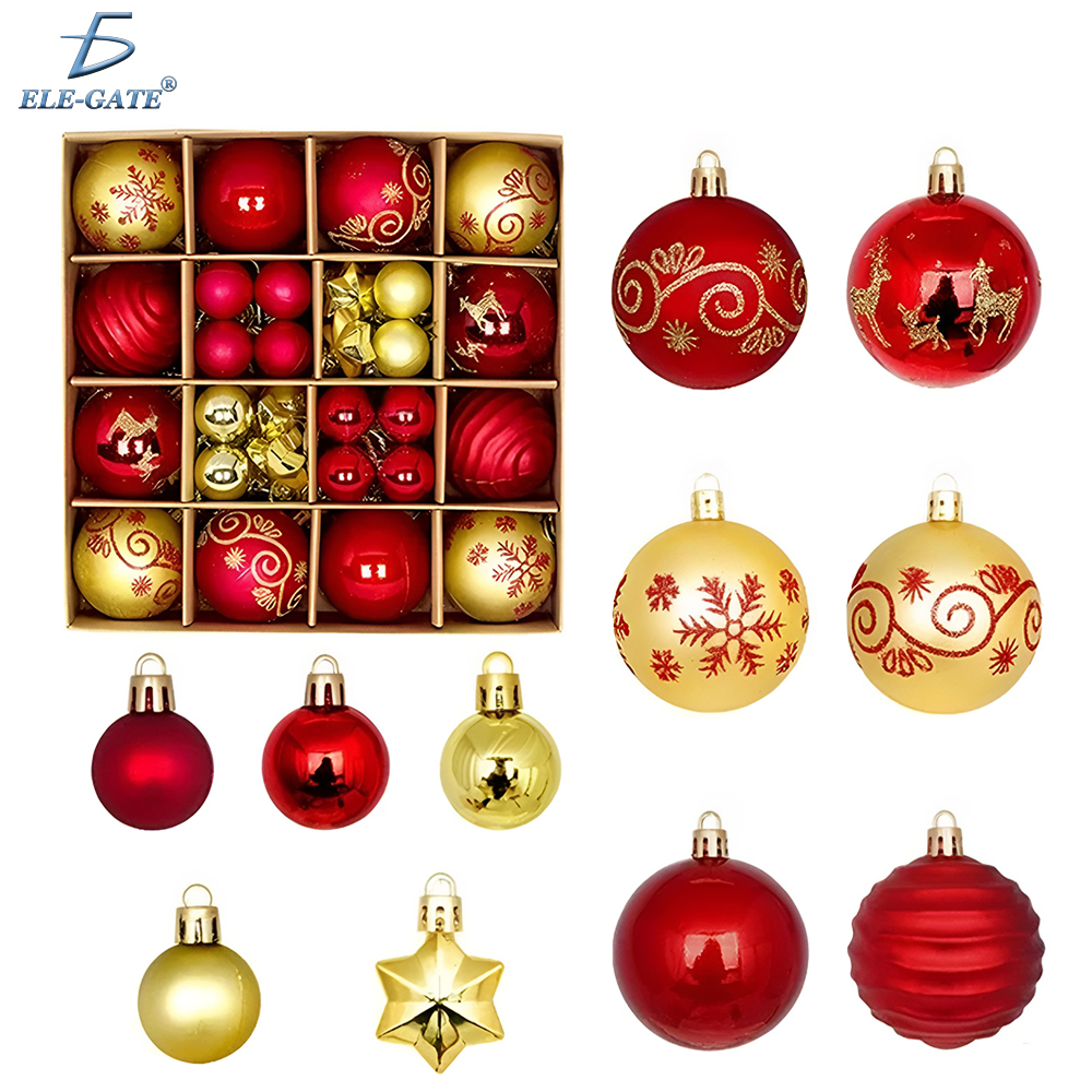 Set de 44 Esferas Navideñas Plásticas Tipo Cristal