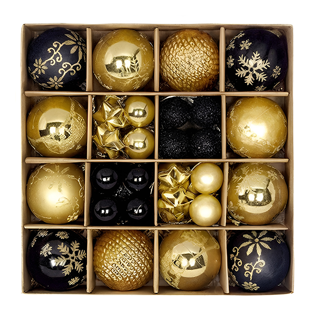 Set de 44 Esferas Navideñas Plásticas Tipo Cristal con Acabados Artesanales - Image 3