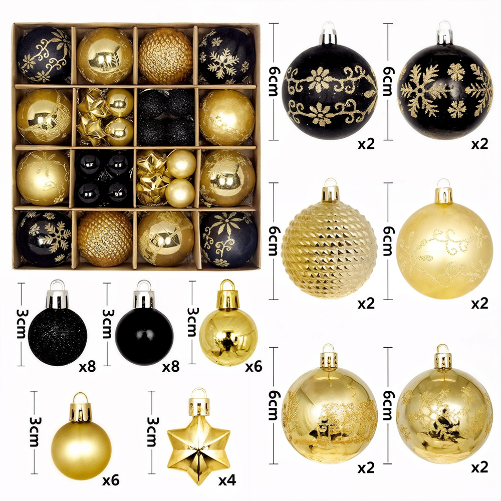 Set de 44 Esferas Navideñas Plásticas Tipo Cristal con Acabados Artesanales - Image 4