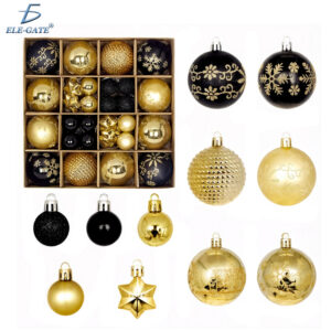 Set de 44 Esferas Navideñas Plásticas Tipo Cristal con Acabados Artesanales