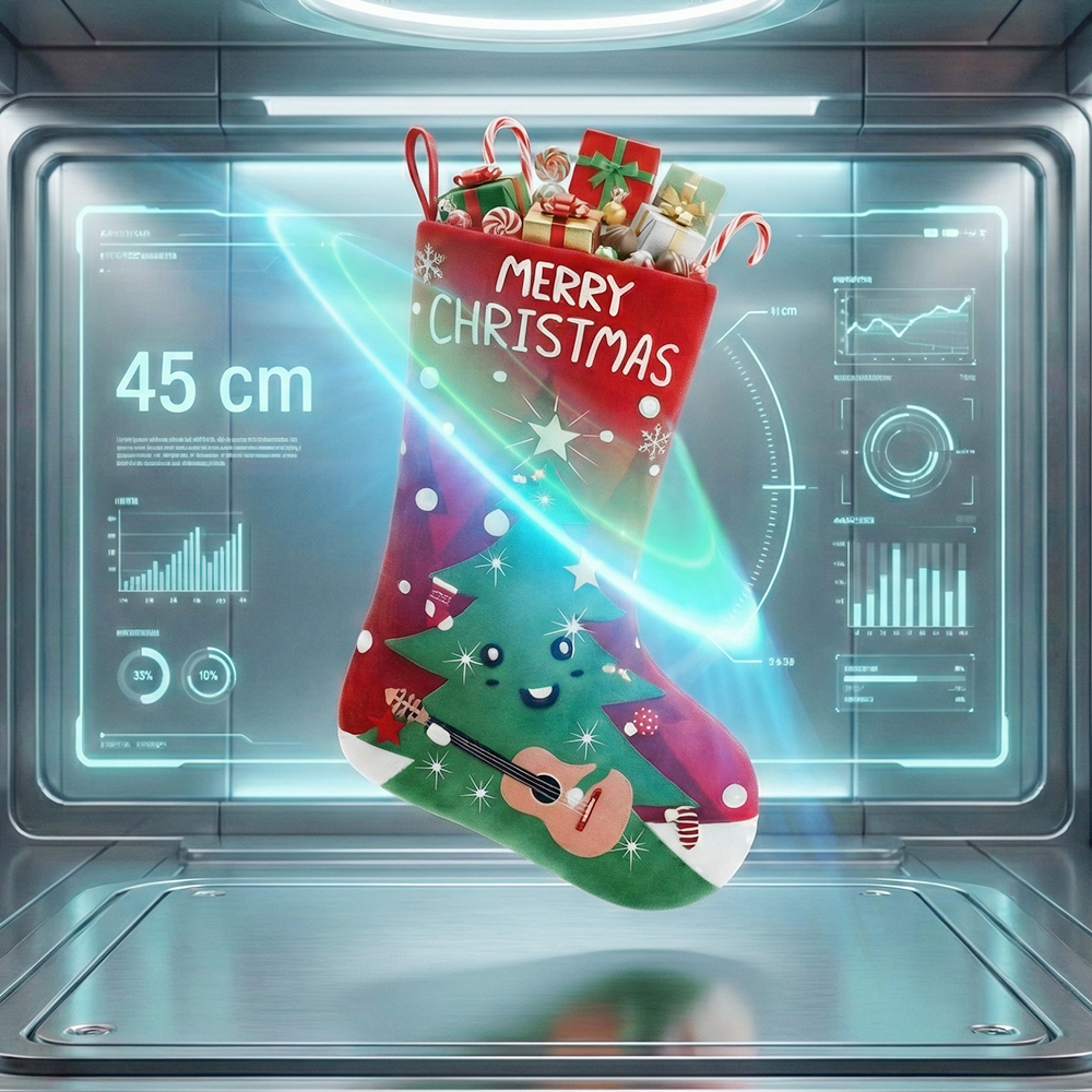 Bota navideña roja con diseño navideño – 43 cm - Image 3