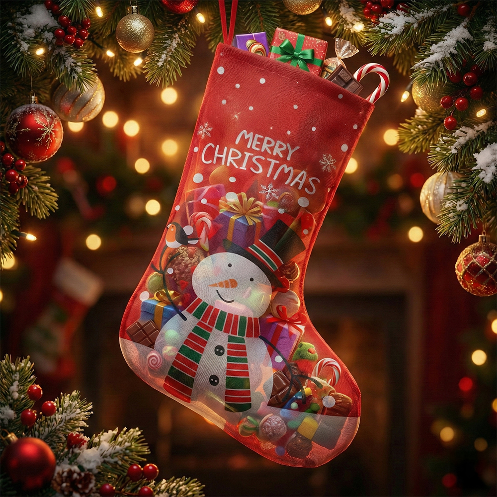 Bota navideña roja con diseño navideño – 43 cm - Image 2