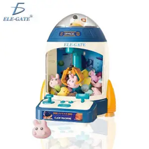 Mini Máquina de Garras para Niños Tipo Arcade – Diseño Cohete Azul o Rosa, con Luz, Música, 10 Mini Peluches