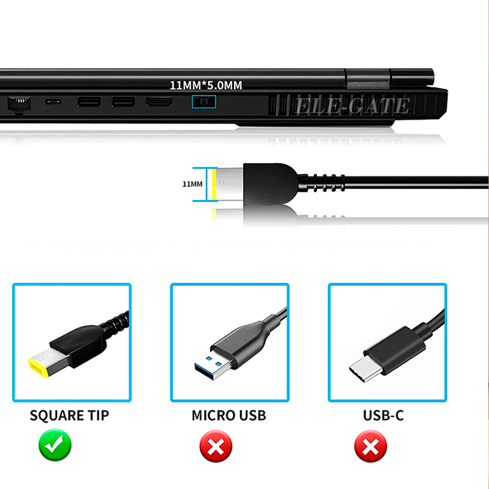 Cargador Compatible Laptop Lenovo 135W – Punta USB Amarilla - Image 3