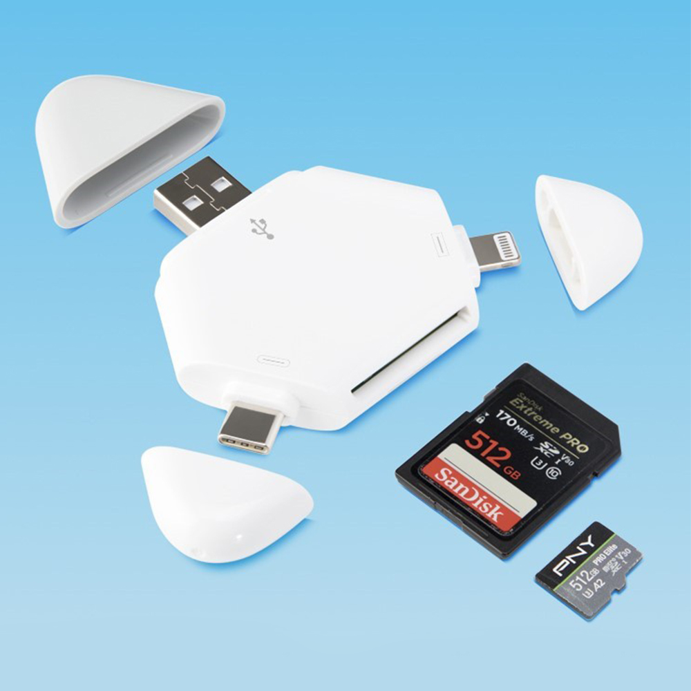 Lector de Tarjetas SD Triangular 3 en 1 – USB / USB-C / Lightning - Image 3