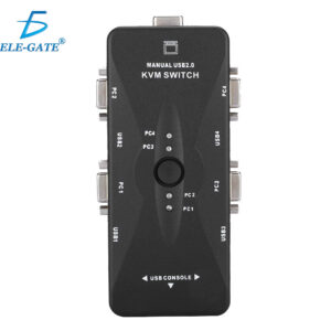 Switch KVM de 4 Puertos USB VGA – Controla 4 PCs con un Solo Monitor, Teclado y Ratón | Resolución 1920×1440