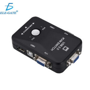 Switch KVM USB VGA para 2 Computadoras – Teclado, Mouse y Pantalla