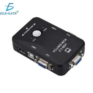 Switch KVM USB VGA para 2 Computadoras – Teclado, Mouse y Pantalla