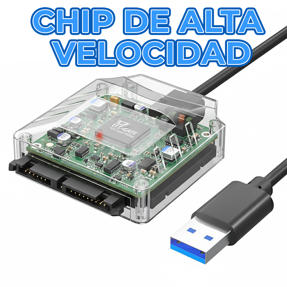 Adaptador USB 3.0 a SATA 22 pines con Fuente de Alimentación 12V – Para HDD/SSD 2.5” y HDD 3.5” - Image 2