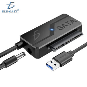 Adaptador SATA a USB 3.0 con Alimentación – Compatible con SSD 2.5”, HDD 3.5”, hasta 20 TB, con Adaptador de Corriente 12V