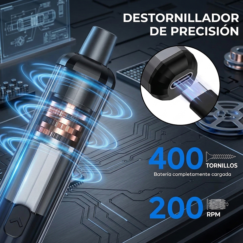 Destornillador Eléctrico de Precisión 50 en 1 Recargable con Puntas Magnéticas - Image 3