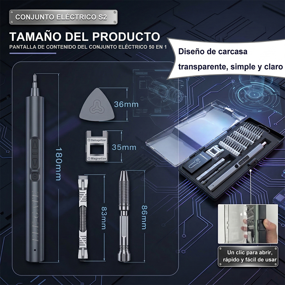 Destornillador Eléctrico de Precisión 50 en 1 Recargable con Puntas Magnéticas - Image 4