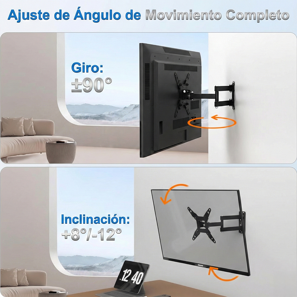 Soporte de Pared para TV de 17 a 42 Pulgadas | Giratorio, Extensible e Inclinable | Hasta 20 kg - Image 2