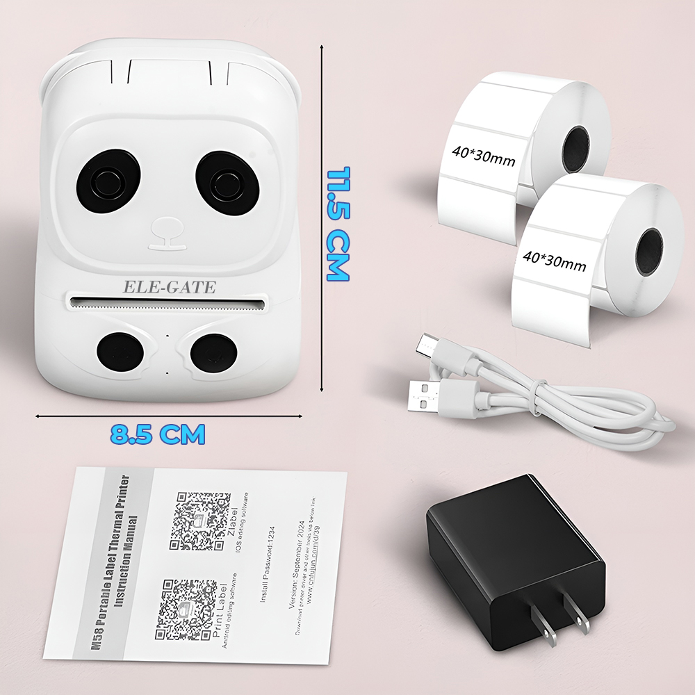 Mini Impresora de Etiquetas 58 mm Bluetooth Portátil Panda Blanca - Image 4
