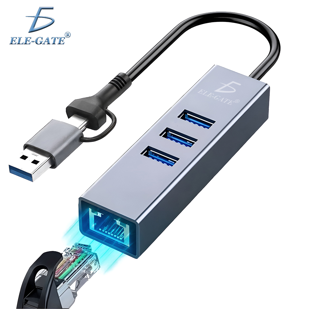 HUB Adaptador USB-C con Ethernet Gigabit y USB 3.0 – 3 Puertos