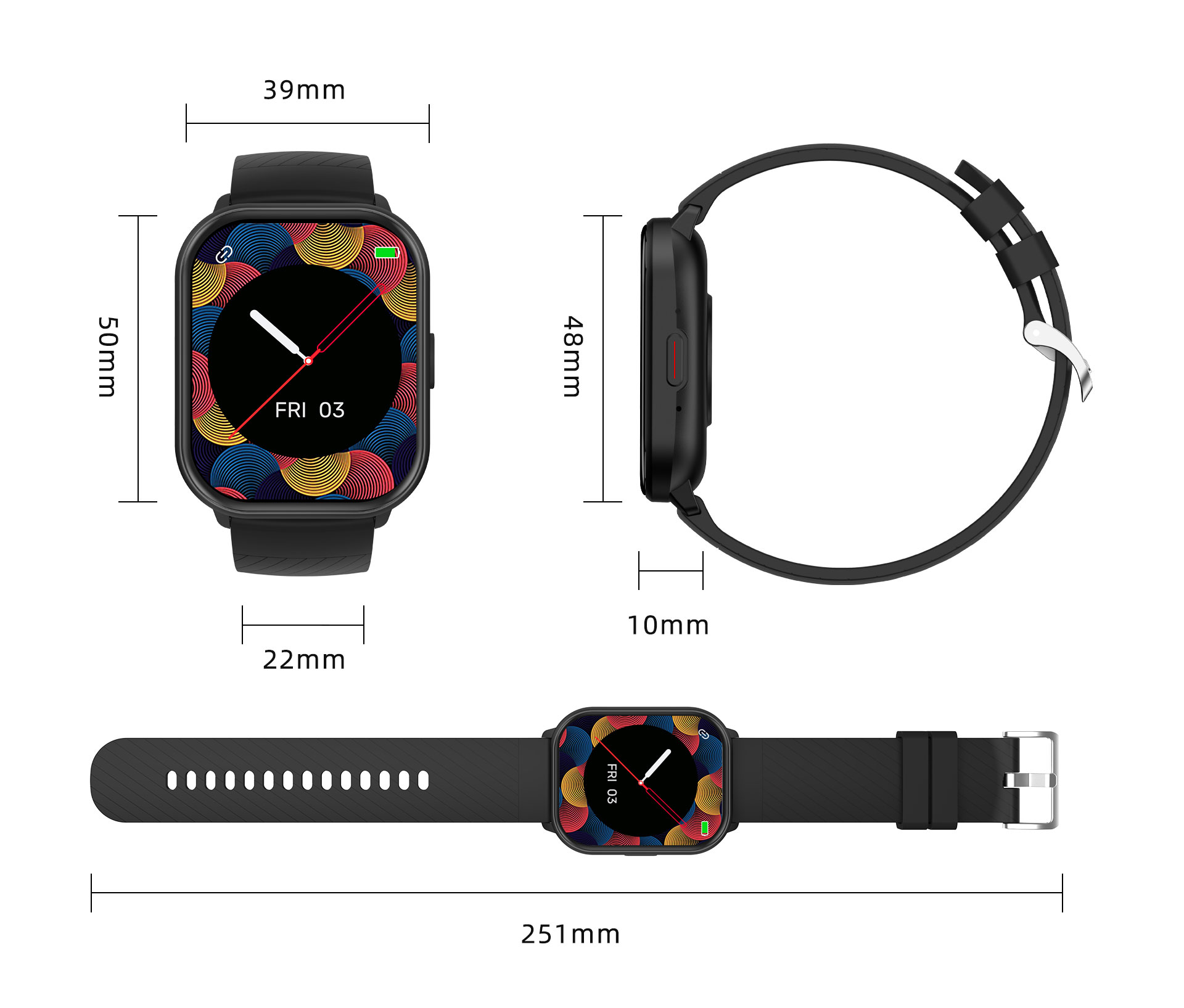 Smart Watch Fashion de 2” con Pantalla Cuadrada – Sumergible, Llamadas Bluetooth y Carga Inalámbrica - Image 7