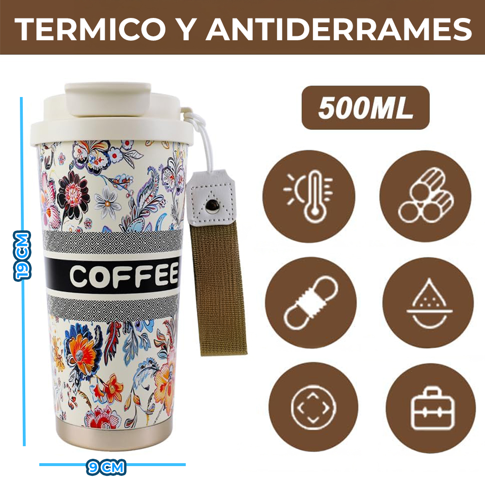 Termo Hermético Floral 500 ml para Bebidas Frías o Calientes - Image 4