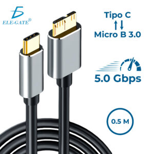 Cable  tipo c a Micro B 3.0 – 0.5 Metros Conectores Dorados
