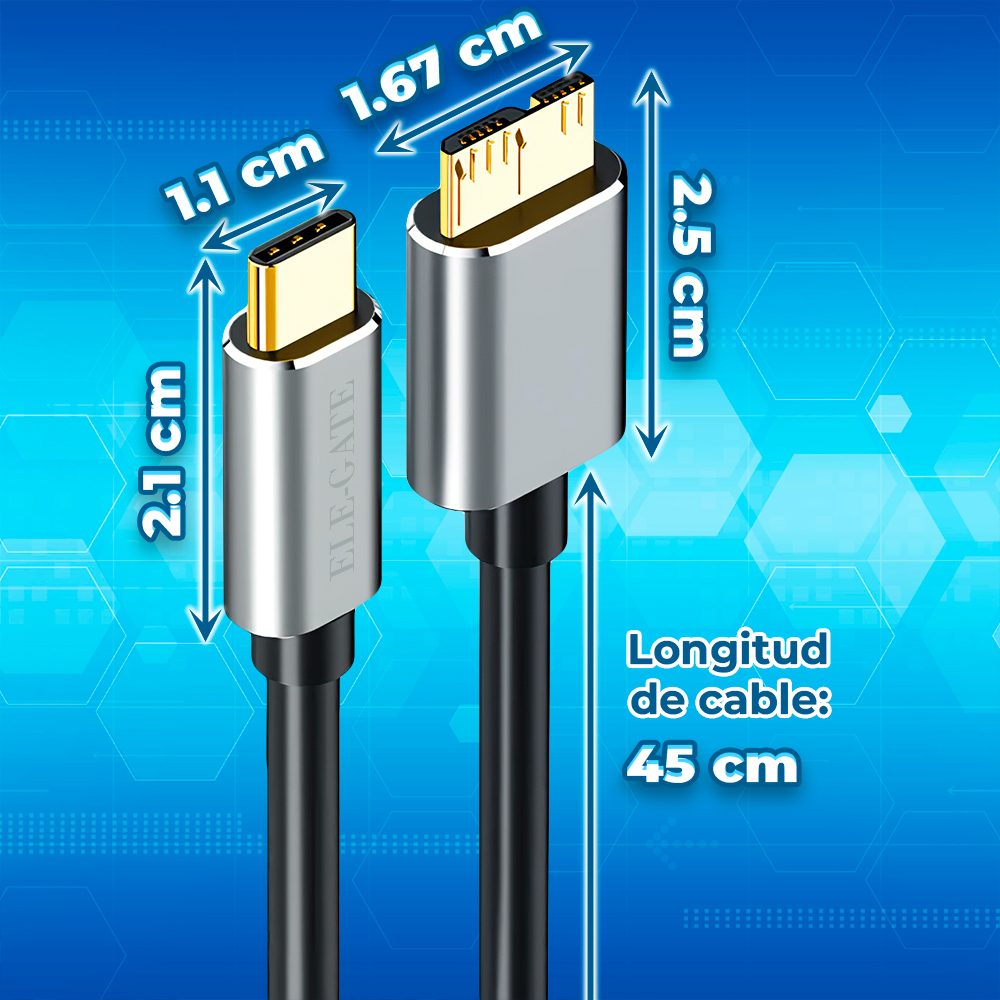 Cable tipo c a Micro B 3.0 – 0.5 Metros Conectores Dorados - Image 4