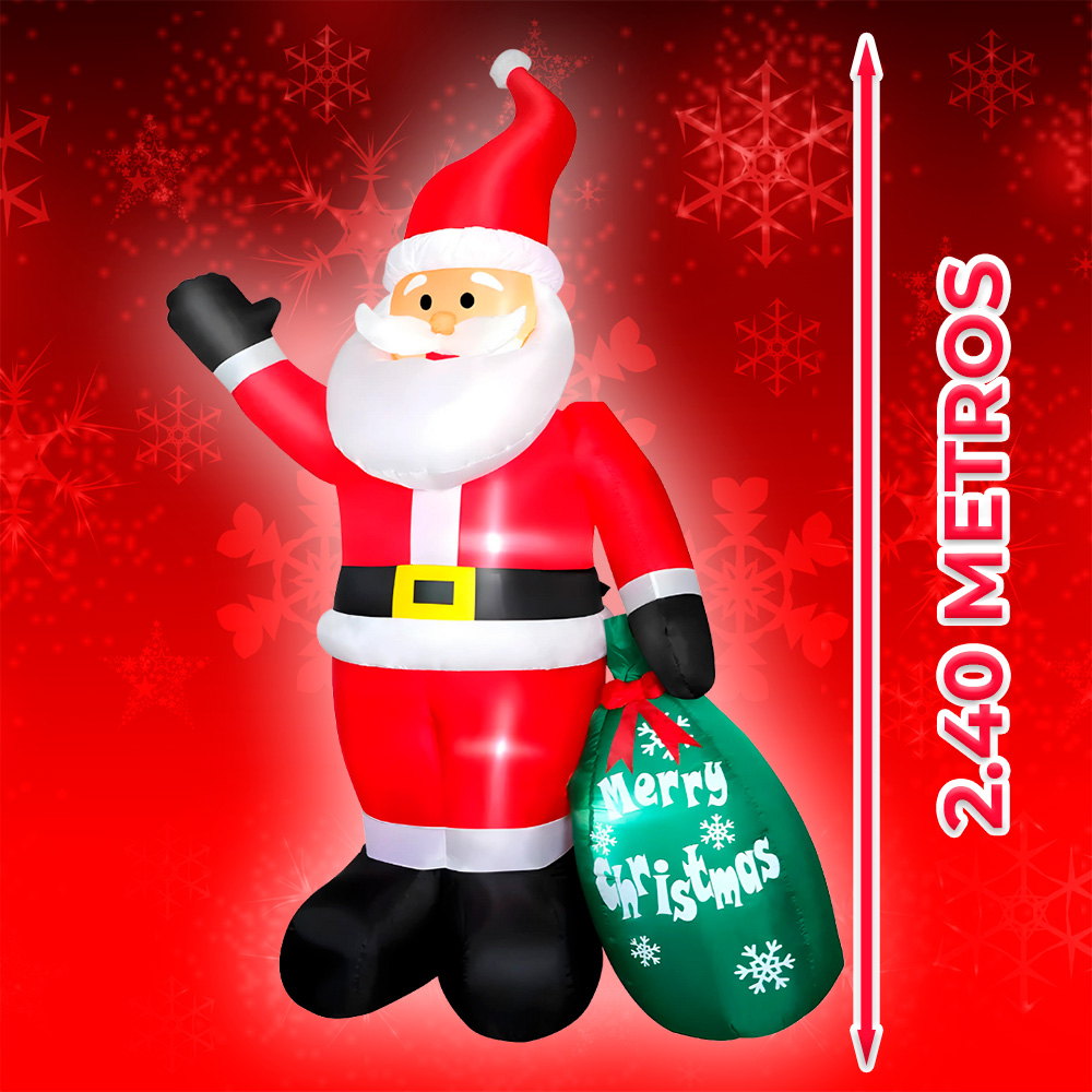 Muñeco Inflable de Santa Claus con Regalo 2.4 m - Image 4