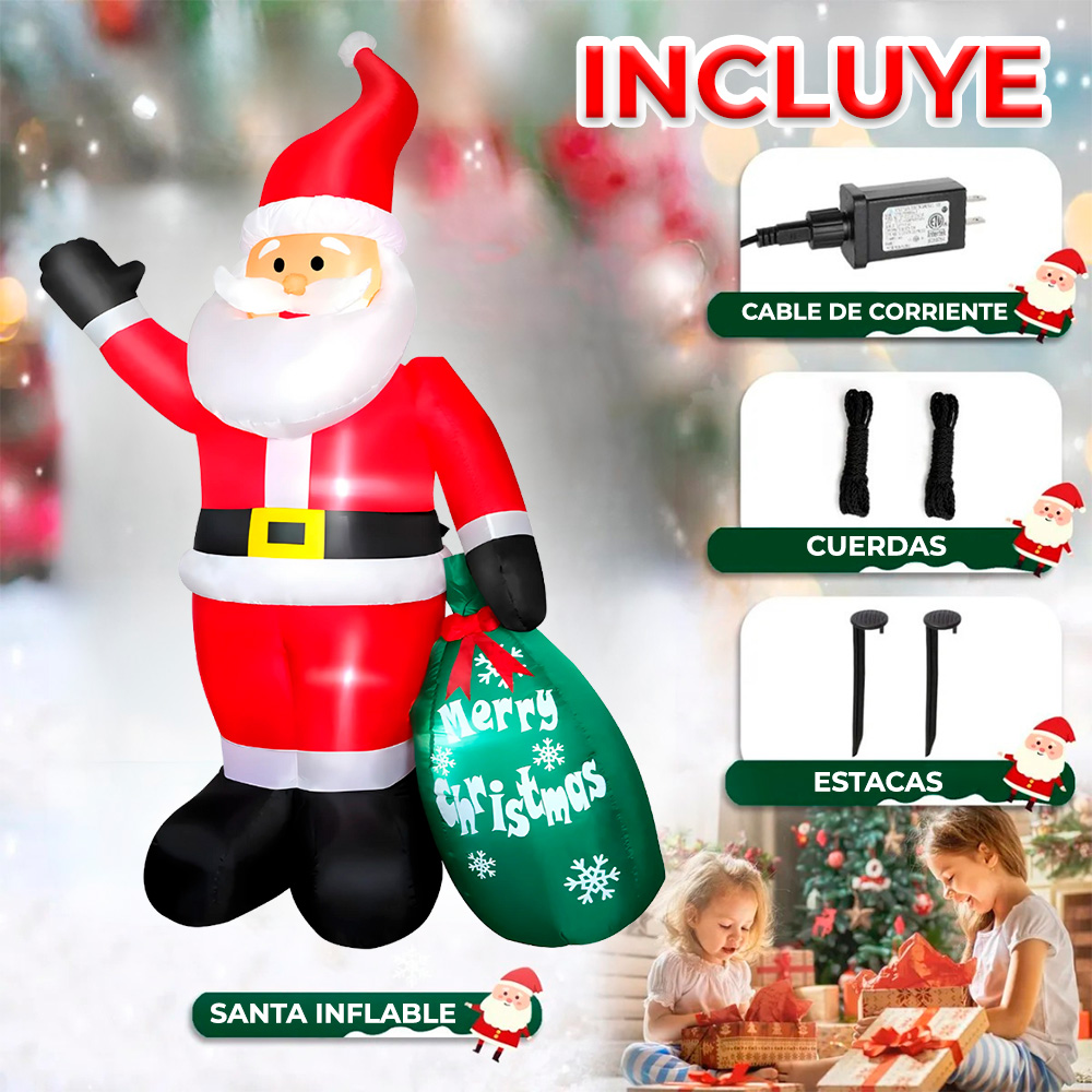 Muñeco Inflable de Santa Claus con Regalo 2.4 m - Image 3