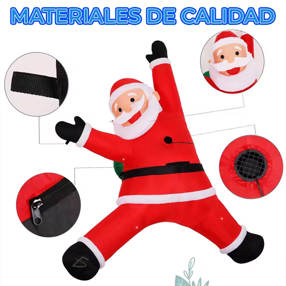 Inflable Navideño con Ventilador y Luces LED de Santa Claus Escalando - Image 2