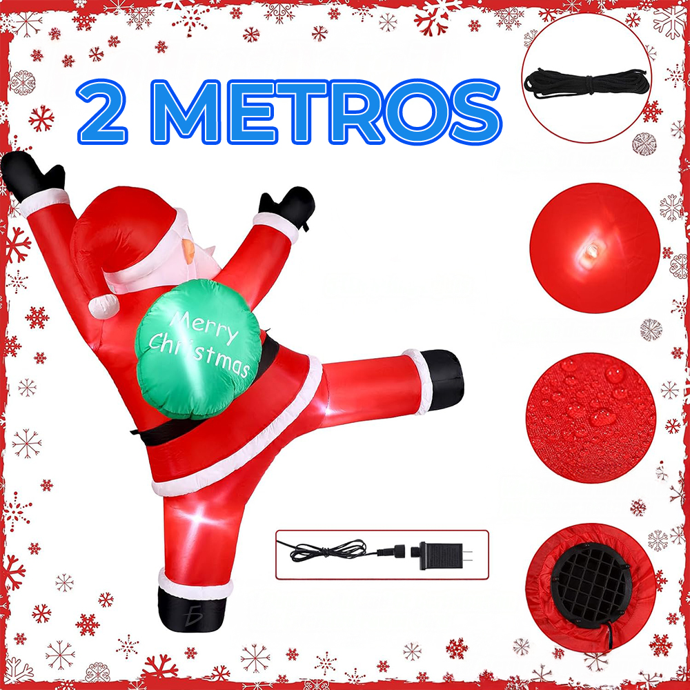 Inflable Navideño con Ventilador y Luces LED de Santa Claus Escalando - Image 4