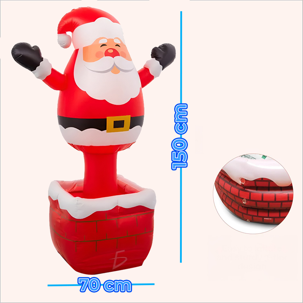 Inflable Navideño Hilera de Santa Claus saliendo de Chimenea - Image 5