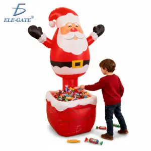 Inflable Navideño Hilera de Santa Claus saliendo de Chimenea