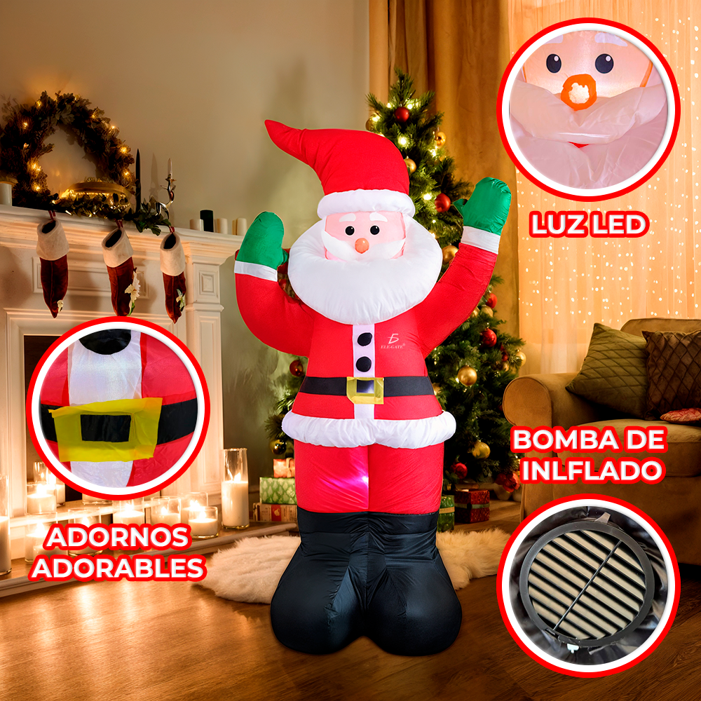 Inflable Navideño con Ventilador y Luces LED de Santa Claus Festejando - Image 2