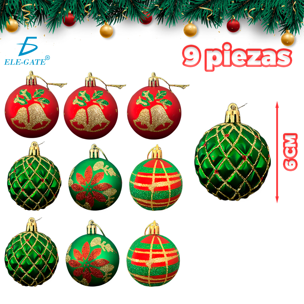 Set de Esferas Navideñas de Plástico con Acabado Tipo Cristal y Brillantina - Image 3