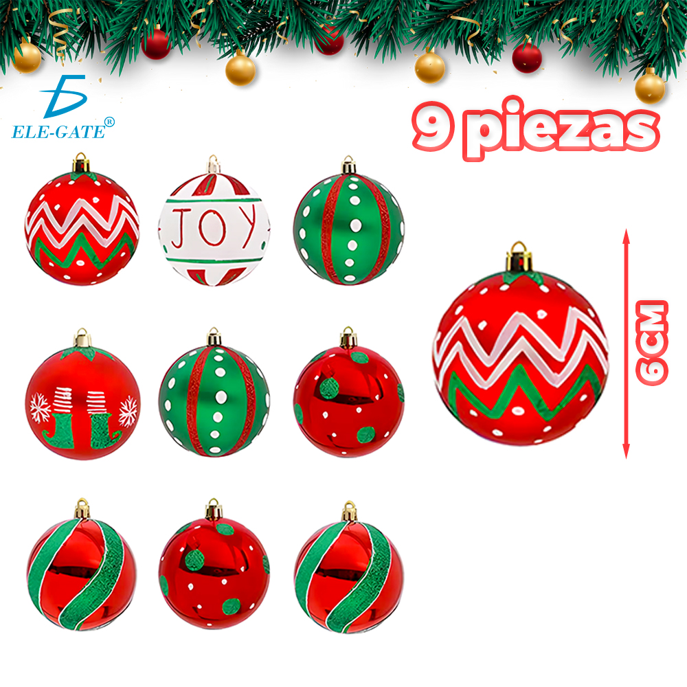 Set de Esferas Navideñas de Plástico con Acabado Tipo Cristal y Brillantina - Image 5